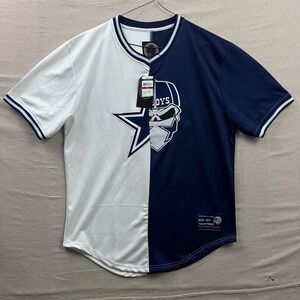 Maxi Milian Baseball Jersey Mens XL White Navy Split Tone Graphic 21‎ Star
